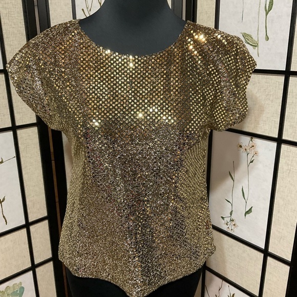 Joanna Tops - JOANNA Gold Sequin Top